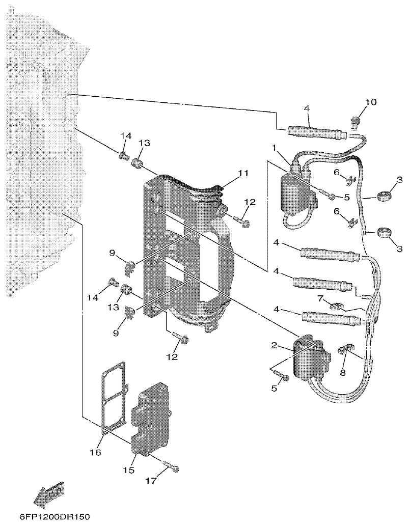 Yamaha F80DET, F100FET ELECTRICAL 2 parts diagram